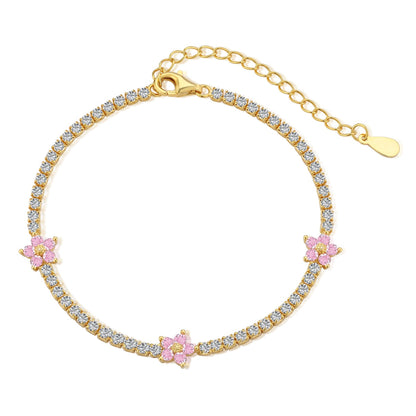[RAFFINE]Sparkling Flower Shape Tennis Bracelet