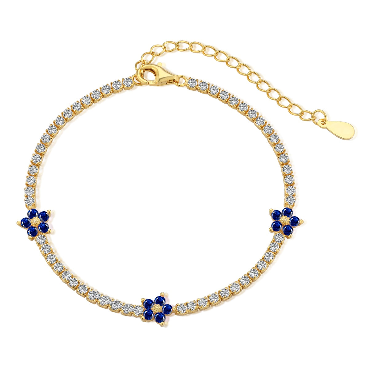 [RAFFINE]Sparkling Flower Shape Tennis Bracelet