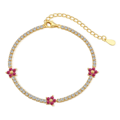 [RAFFINE]Sparkling Flower Shape Tennis Bracelet