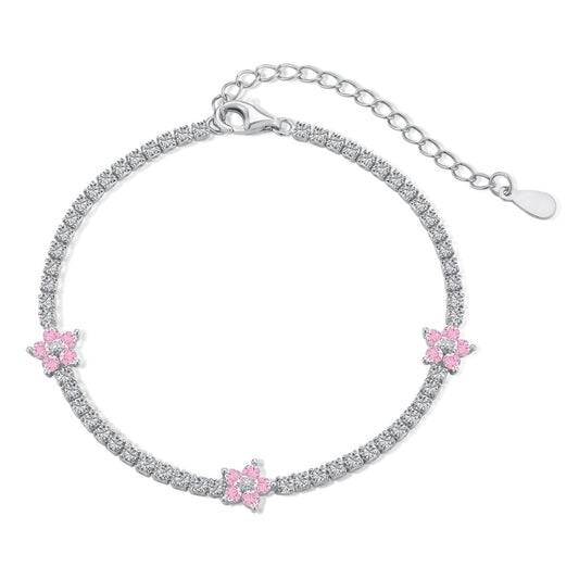 [RAFFINE]Sparkling Flower Shape Tennis Bracelet