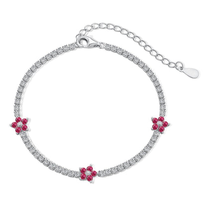 [RAFFINE]Sparkling Flower Shape Tennis Bracelet