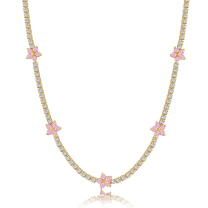 [RAFFINE]Luxurious Colorful Flower Tennis Necklace