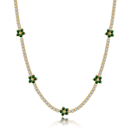 [RAFFINE]Luxurious Colorful Flower Tennis Necklace