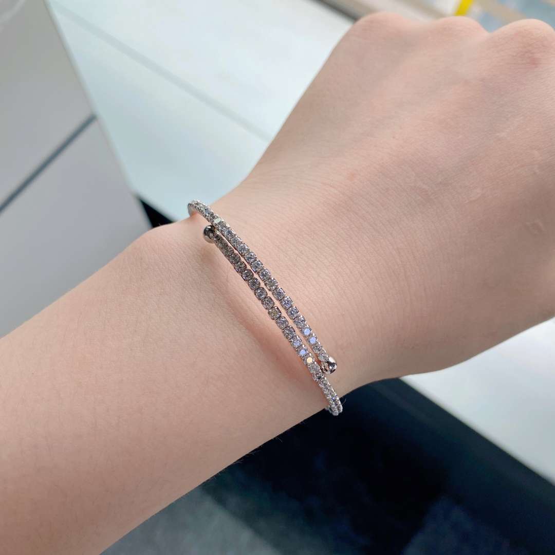 [RAFFINE]Pulsera de moda redonda con hilera de diamantes
