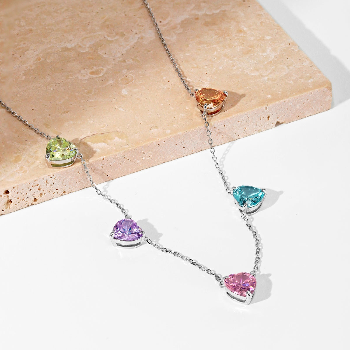 [RAFFINE]Sparkling Colorful Heart Cut Necklace