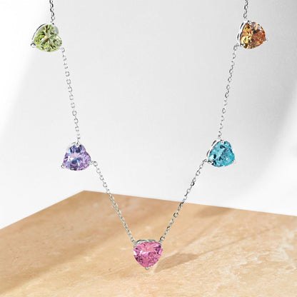 [RAFFINE]Sparkling Colorful Heart Cut Necklace