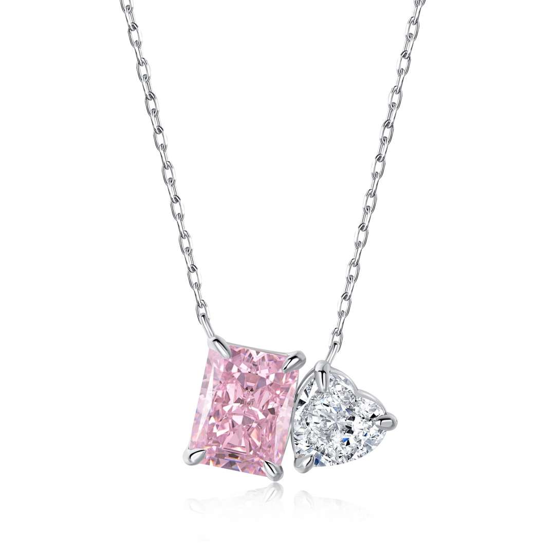 [RAFFINE]Collar deslumbrante con forma de cuadrado y corazón