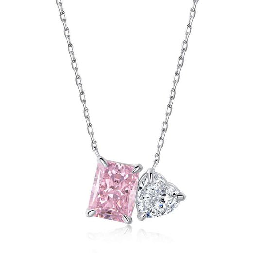 [RAFFINE]Collar deslumbrante con forma de cuadrado y corazón