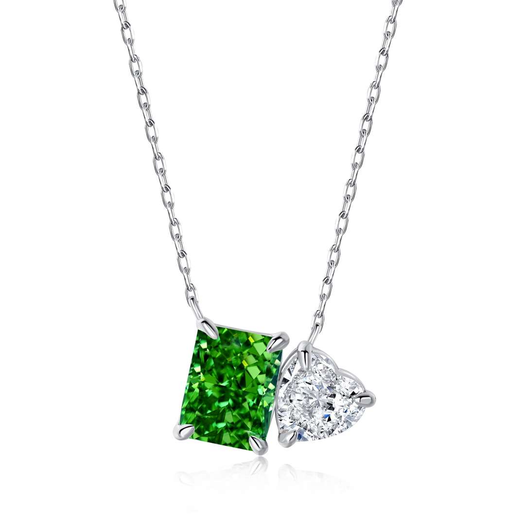 [RAFFINE]Collar deslumbrante con forma de cuadrado y corazón
