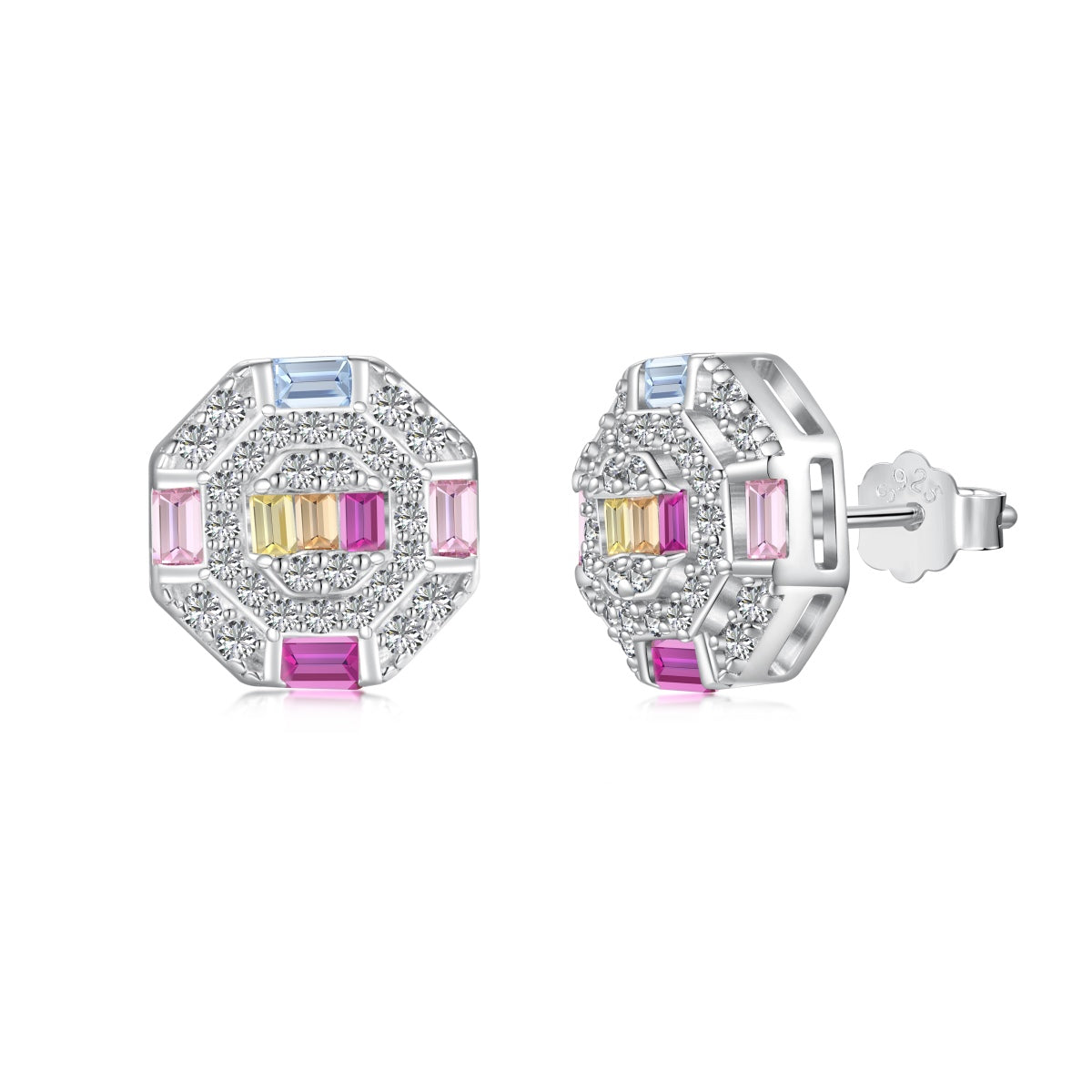 [RAFFINE]Pendientes diarios adornados con forma de octágono colorido