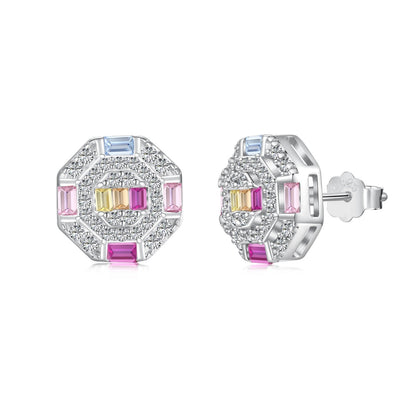 [RAFFINE]Pendientes diarios adornados con forma de octágono colorido