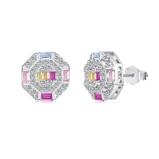 [RAFFINE]Pendientes diarios adornados con forma de octágono colorido