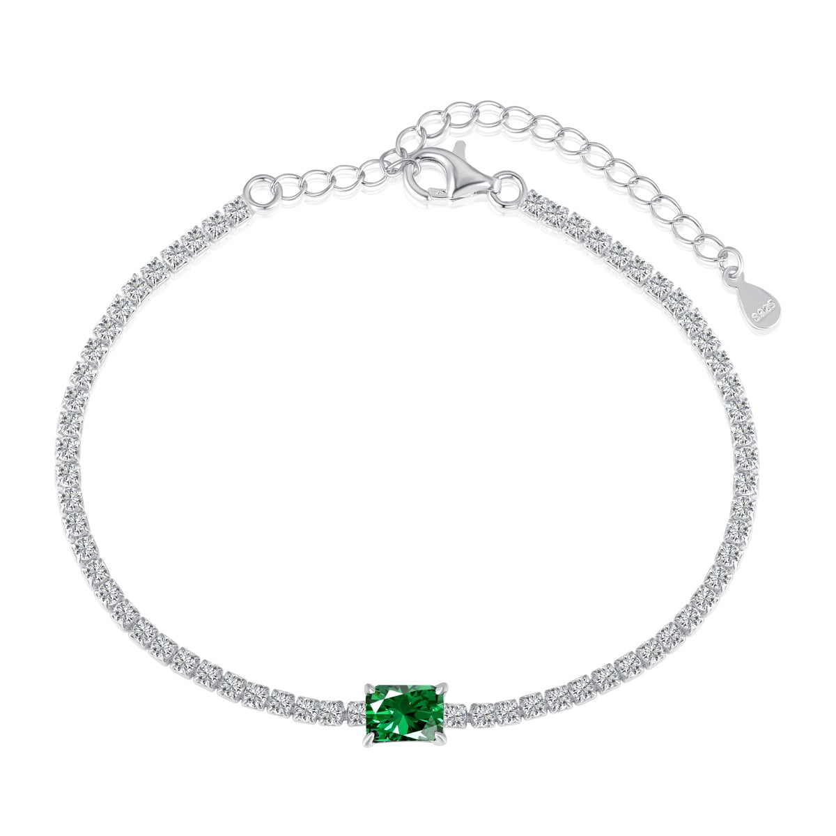 [RAFFINE]Pulsera de banquete con corte esmeralda único de 1,0 quilates