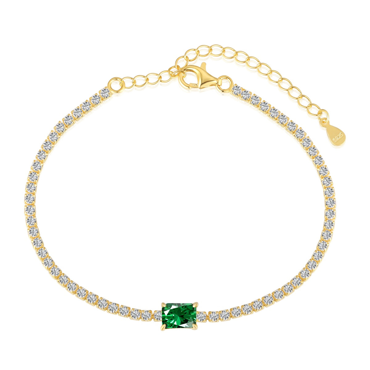 [RAFFINE]Pulsera de banquete con corte esmeralda único de 1,0 quilates