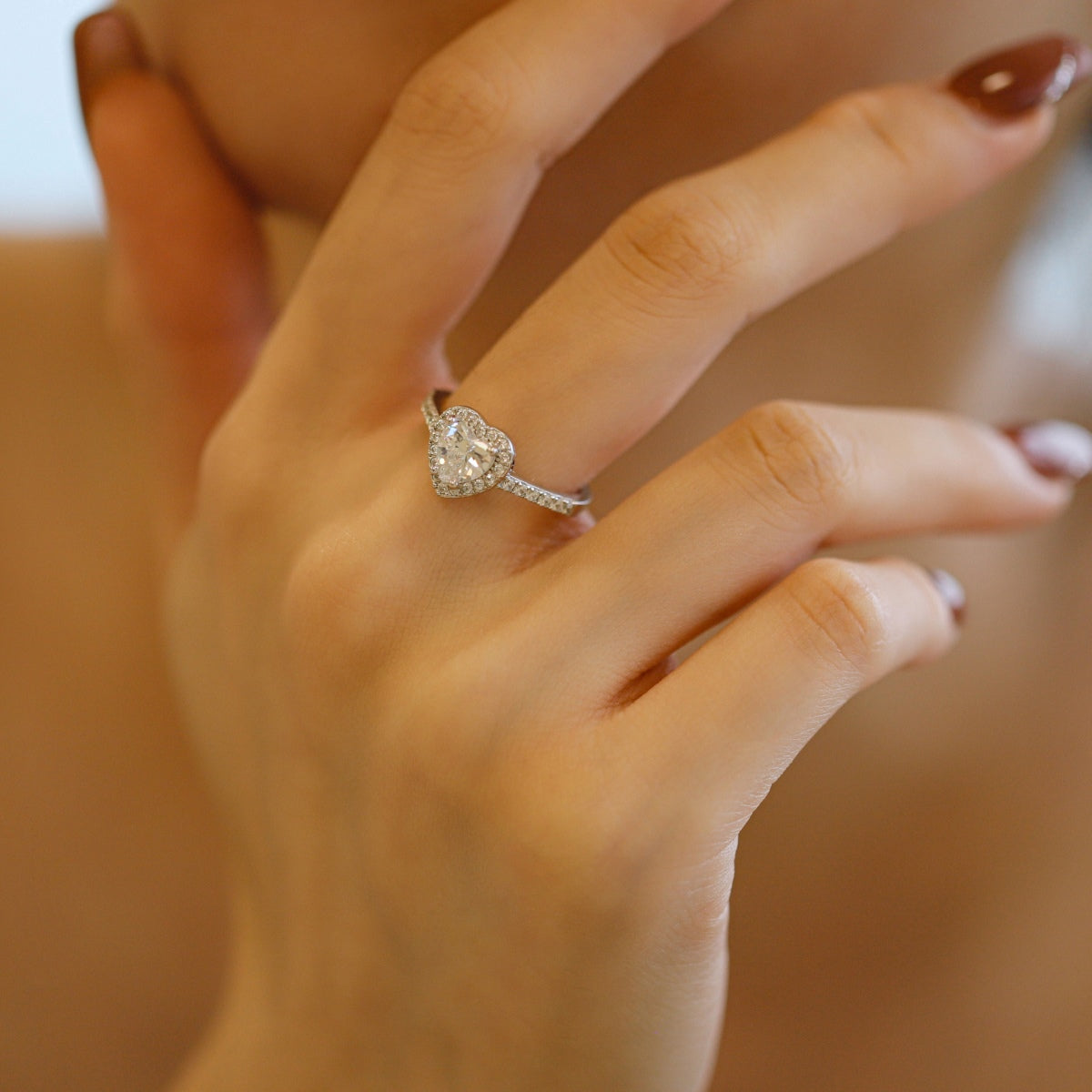 [RAFFINE]Eternity Splashy Romantic Heart Shape Lover Ring