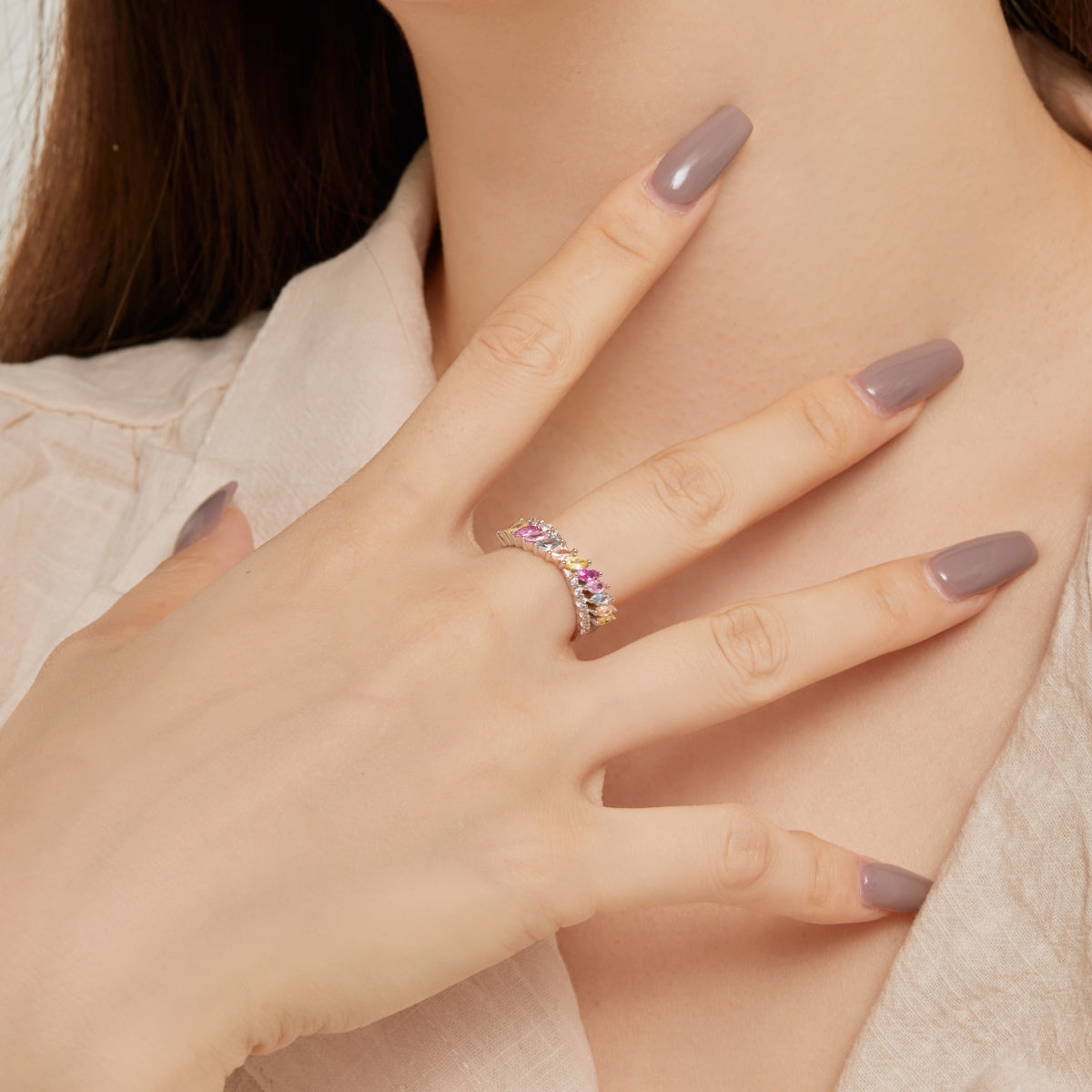 [RAFFINE]Unique Colorful Marquise Cut Daily Ring