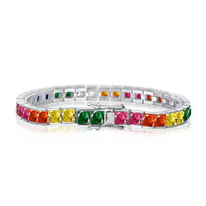 [RAFFINE]Radiant Colorful Princess Cut Tennis Bracelet