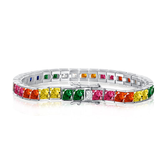 [RAFFINE]Radiant Colorful Princess Cut Tennis Bracelet