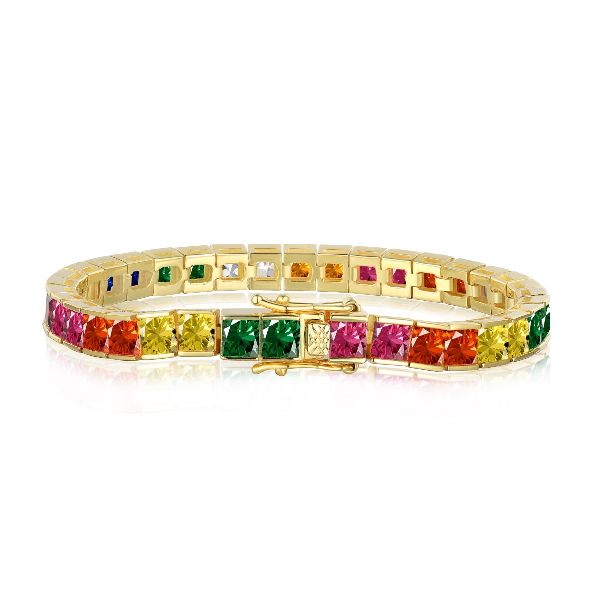 [RAFFINE]Radiant Colorful Princess Cut Tennis Bracelet