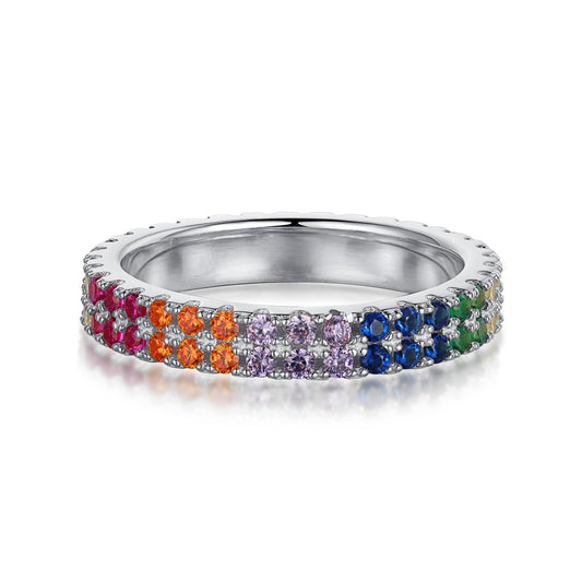 [Raffine]Unique Colorful Round Cut Tennis Ring