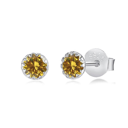 [RAFFINE]Sparkling Colorful Round Shape Earrings