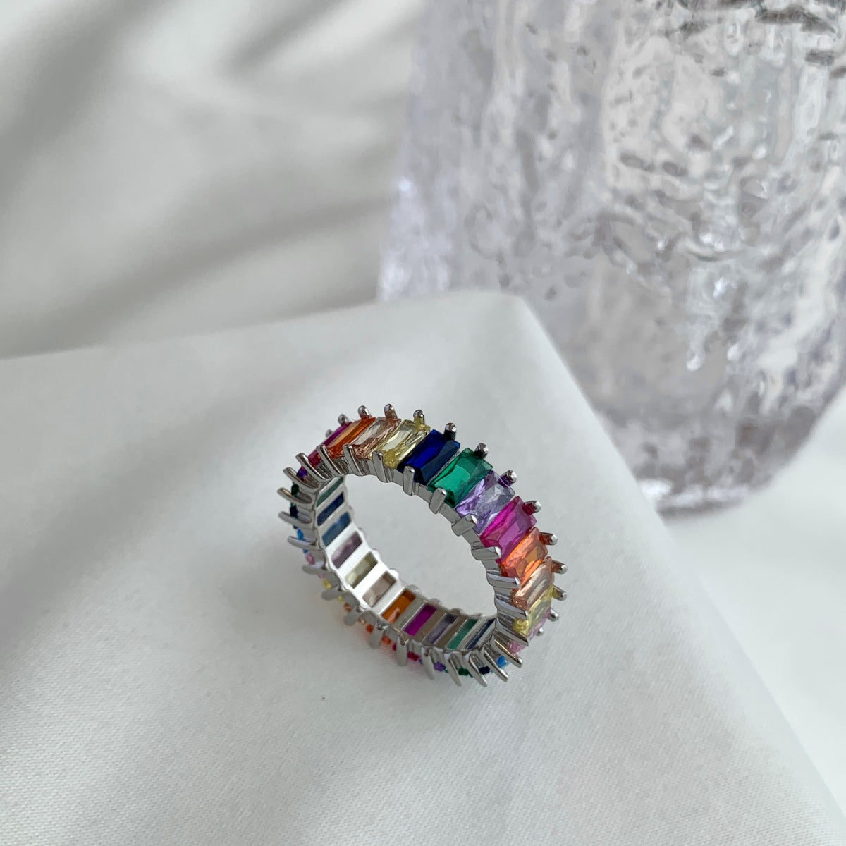 [RAFFINE]Unique Colorful Radiant Cut RIng