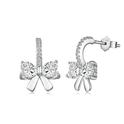 [RAFFINE] Exquisitos pendientes con diseño de lazo en forma de corazón