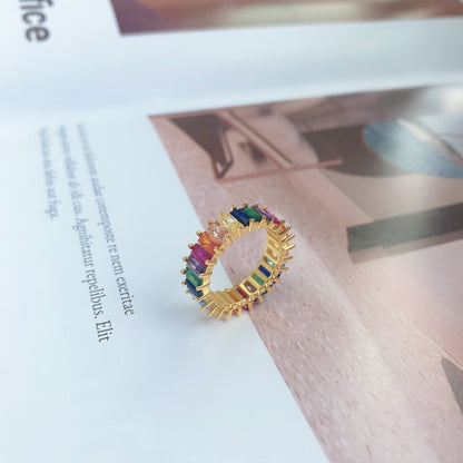 [RAFFINE]Unique Colorful Radiant Cut RIng