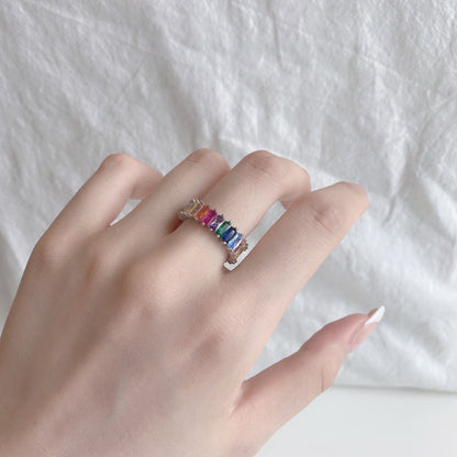 [RAFFINE]Unique Colorful Radiant Cut RIng