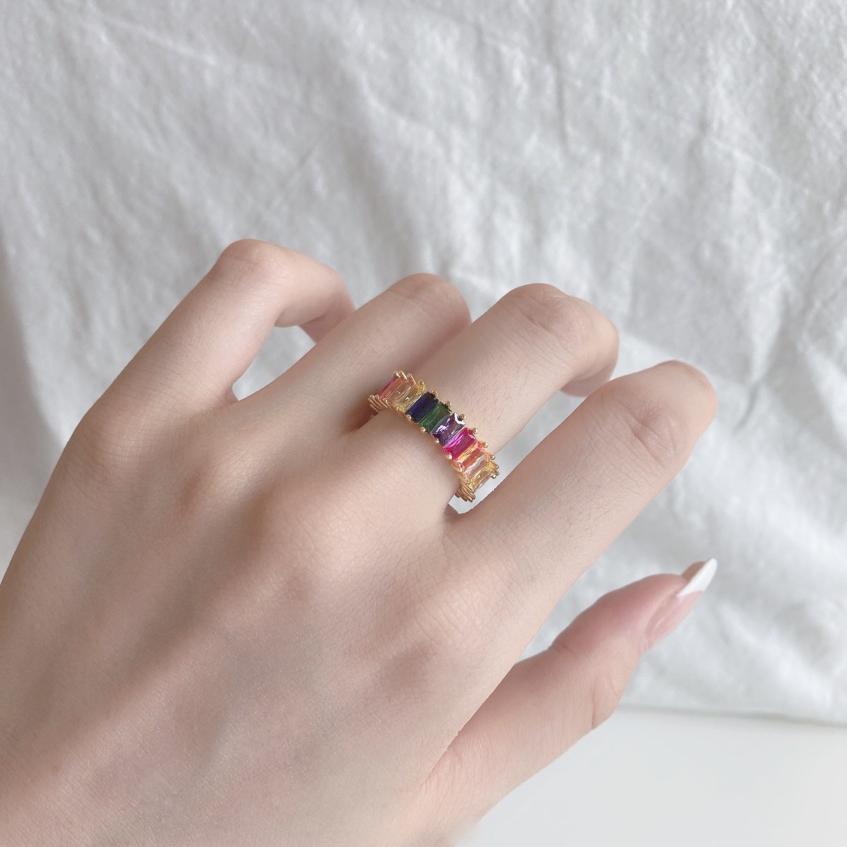 [RAFFINE]Unique Colorful Radiant Cut RIng