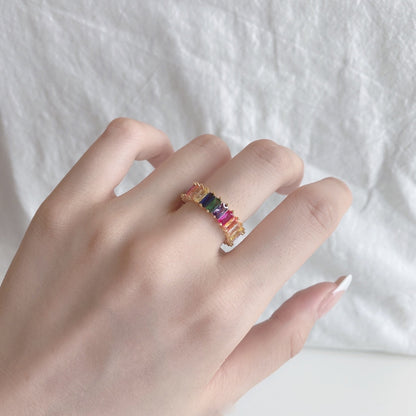 [RAFFINE]Unique Colorful Radiant Cut RIng