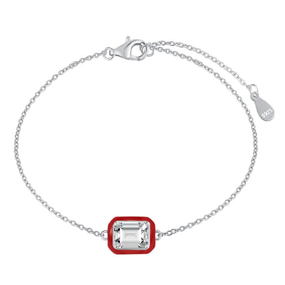 [RAFFINE]2.0 Carat Sparkling Colorful Emerald Cut Daily Bracelet