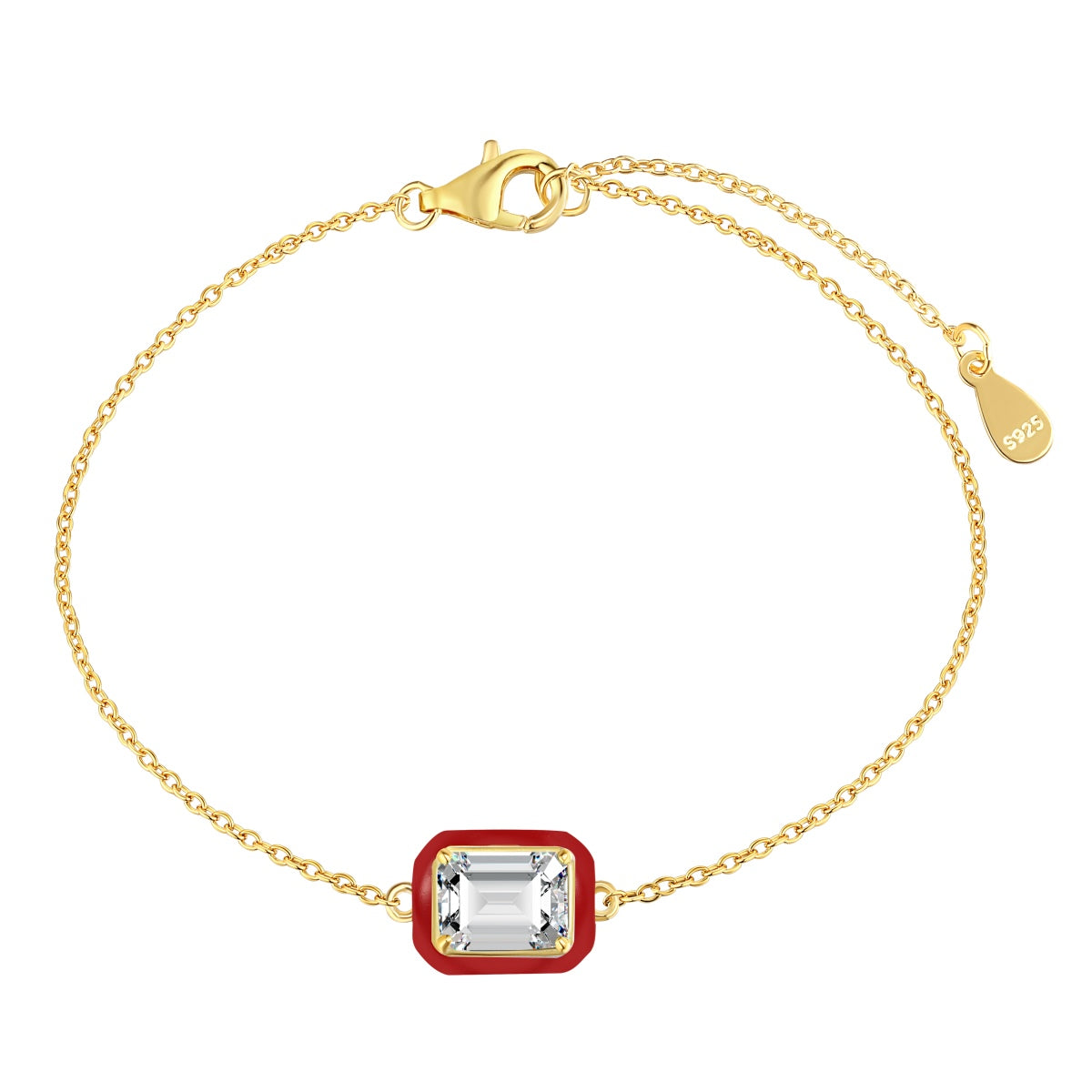 [RAFFINE]2.0 Carat Sparkling Colorful Emerald Cut Daily Bracelet
