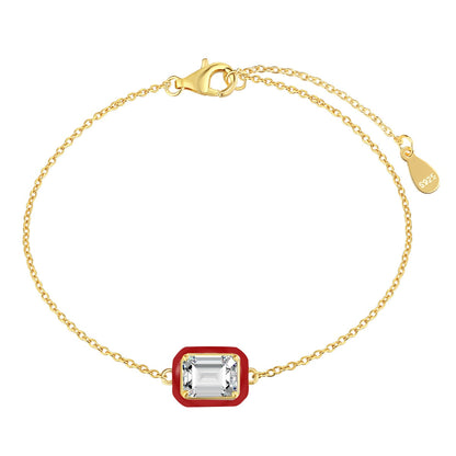 [RAFFINE]2.0 Carat Sparkling Colorful Emerald Cut Daily Bracelet