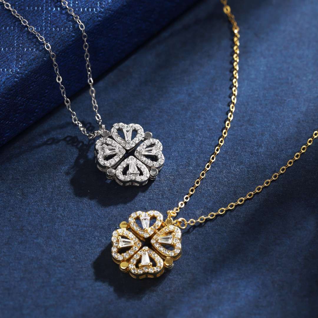 [RAFFINE]Collar con forma de flor tallada con corazón adornado