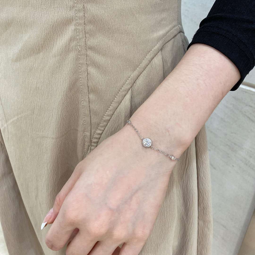 [RAFFINE]Dazzling Round Cut Shape Bracelet