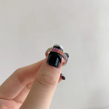 [RAFFINE]Unique Colorful Round Cut Tennis Ring