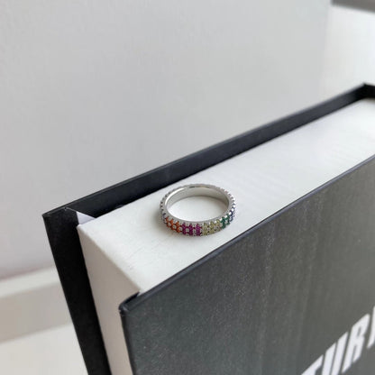 [RAFFINE]Unique Colorful Round Cut Tennis Ring
