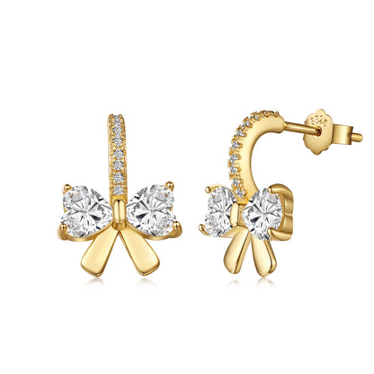 [RAFFINE] Exquisitos pendientes con diseño de lazo en forma de corazón