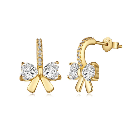 [RAFFINE] Exquisitos pendientes con diseño de lazo en forma de corazón