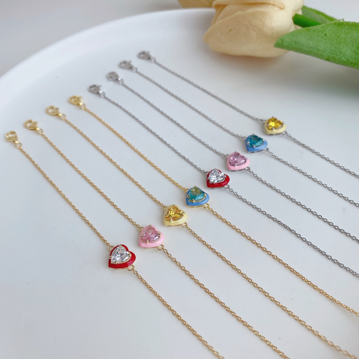 [RAFFINE]Sparkling Romantic Heart Shape Lover Bracelet