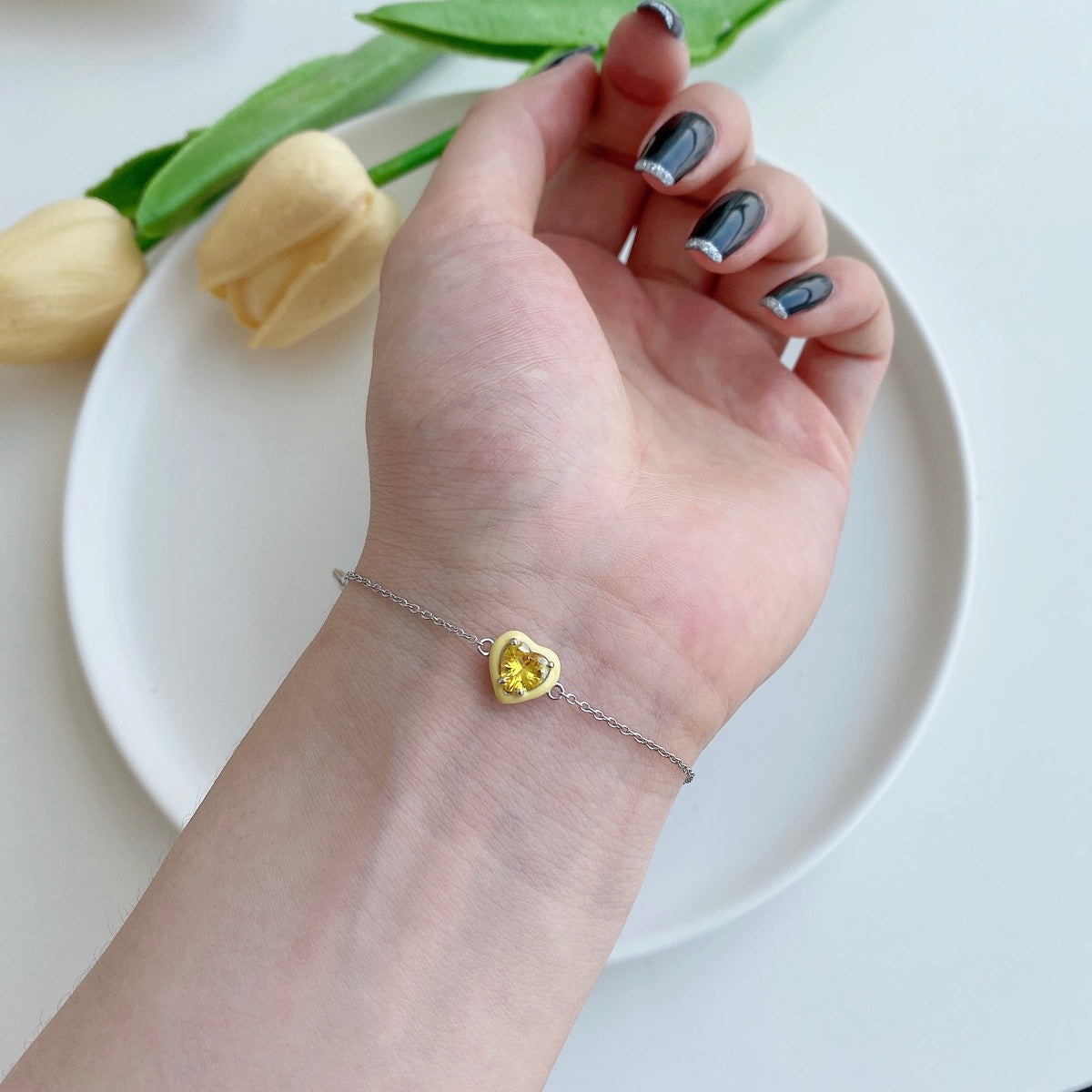 [RAFFINE]Sparkling Romantic Heart Shape Lover Bracelet