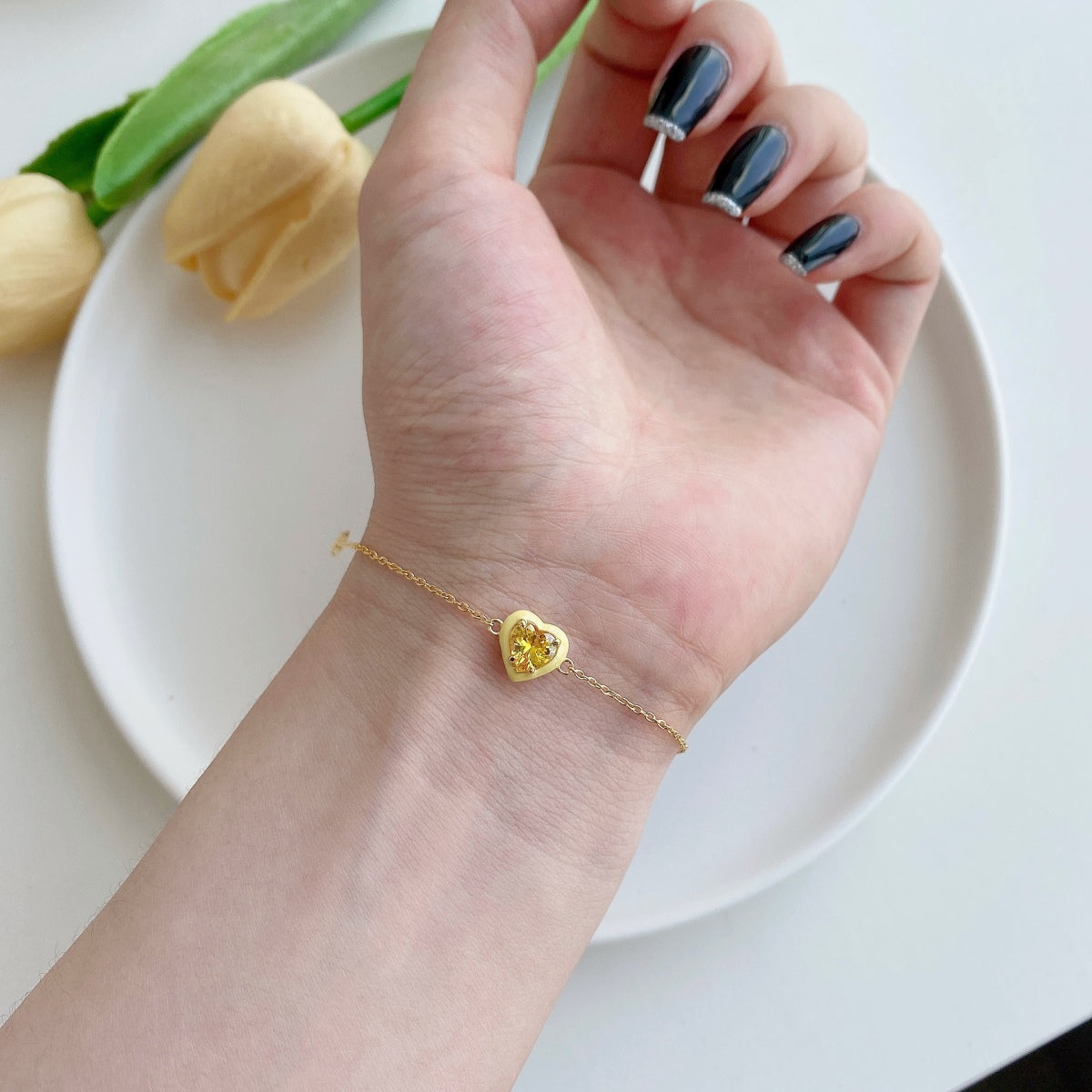 [RAFFINE]Sparkling Romantic Heart Shape Lover Bracelet
