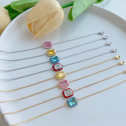 [RAFFINE]2.0 Carat Sparkling Colorful Emerald Cut Daily Bracelet