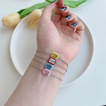 [RAFFINE]2.0 Carat Sparkling Colorful Emerald Cut Daily Bracelet