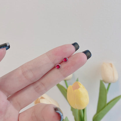 [RAFFINE]Sparkling Colorful Round Shape Earrings