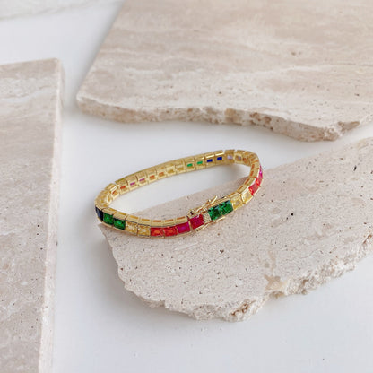 [RAFFINE]Radiant Colorful Princess Cut Tennis Bracelet