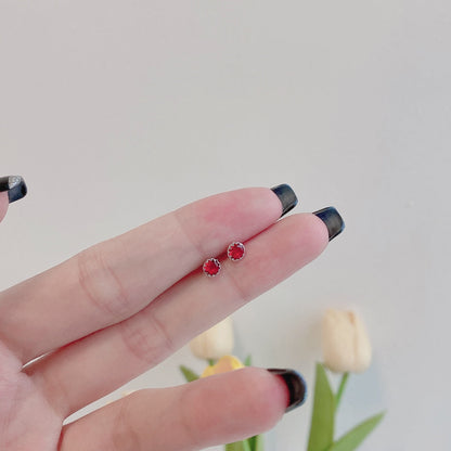 [RAFFINE]Sparkling Colorful Round Shape Earrings