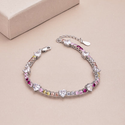 [RAFFINE]Romantic Heart Shape Round Cut Lover Bracelet