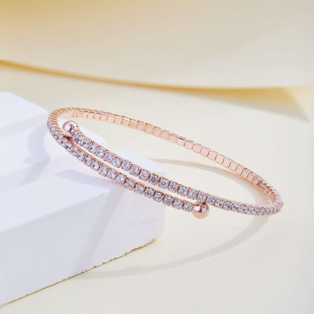 [RAFFINE]Pulsera de moda redonda con hilera de diamantes